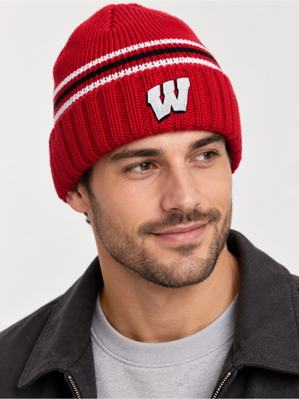 adidas Red Beanie with White 'W' Patch
